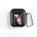 Matte black silicone alphabet AirPods case with dust plug, impact-resistant and anti-fingerprint surface