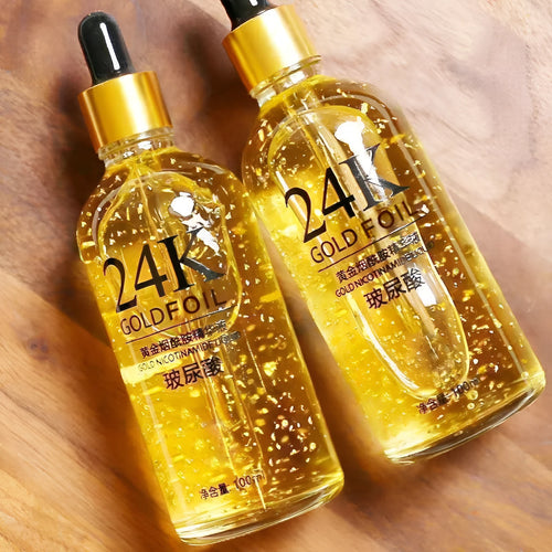 24K hyaluronic acid facial essence bottle with ginseng extract for combination skin