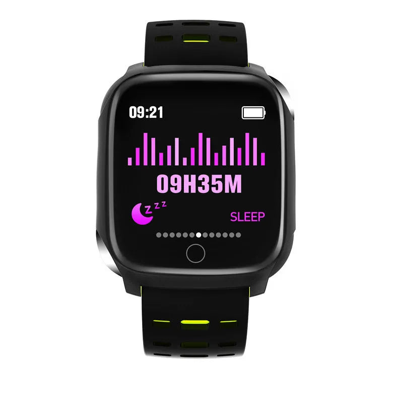 F16 smart watch with ECG monitoring for blood pressure and heart rate on silicone wristband