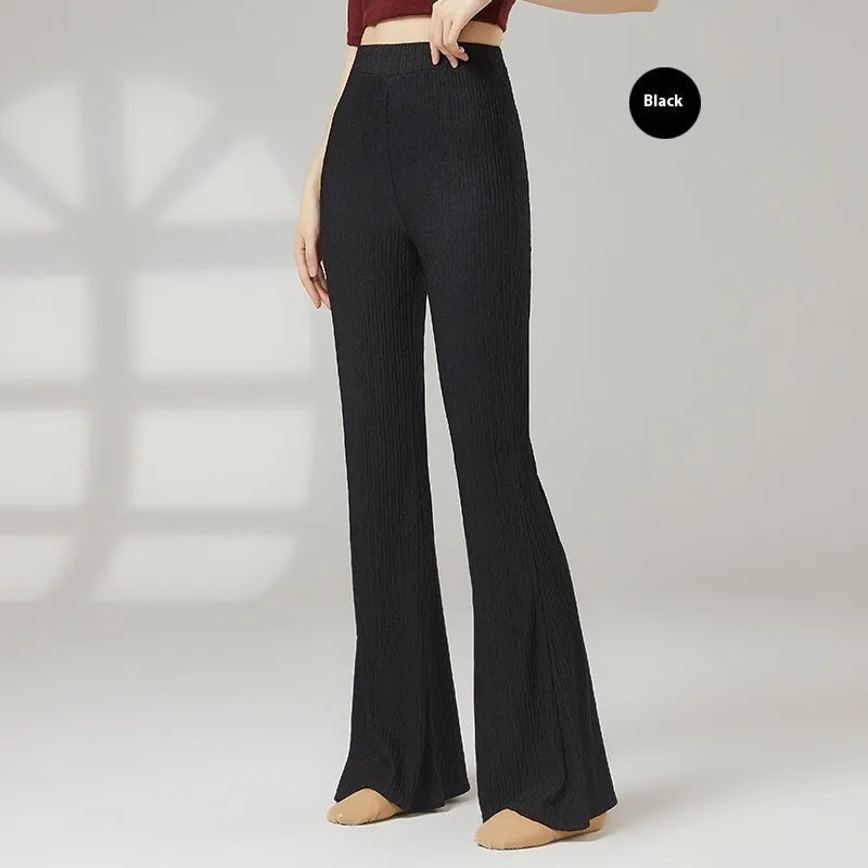 Women's solid colour dance practice trousers for body training in stretch polyester fabric