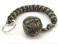 Seven-core umbrella rope climbing survival key chain with built-in round steel ball, 24cm length, black colour option