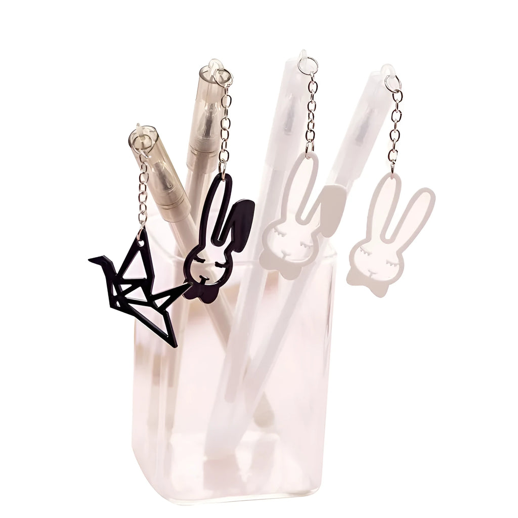 Paper crane rabbit pendant gel pen with 0.38mm tip and 17cm plastic body