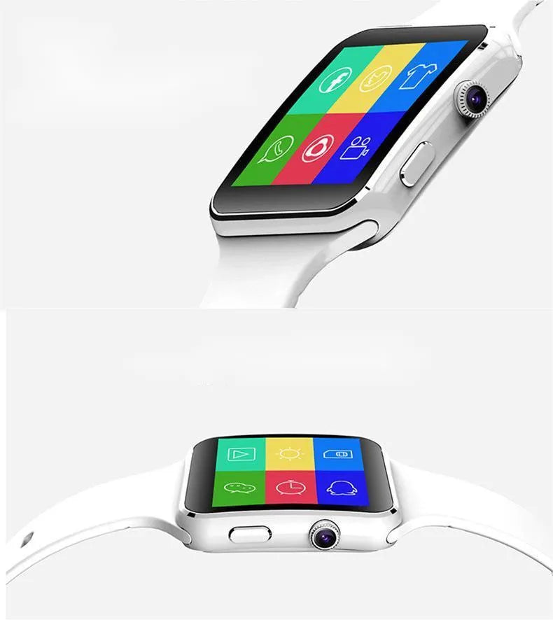 Black smartwatch with telephone and music movement meter on TPU strap