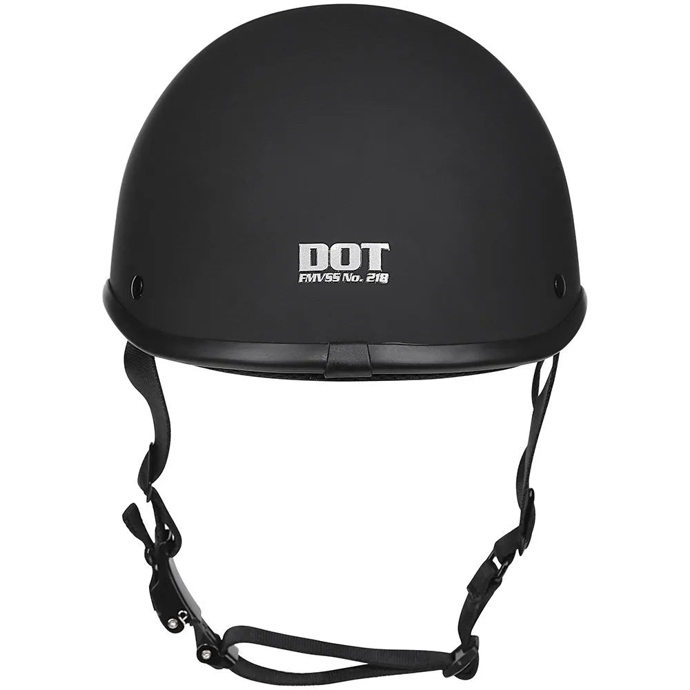 Retro style full-face motorcycle helmet in matte black finish with a hand-curved ABS shell.
