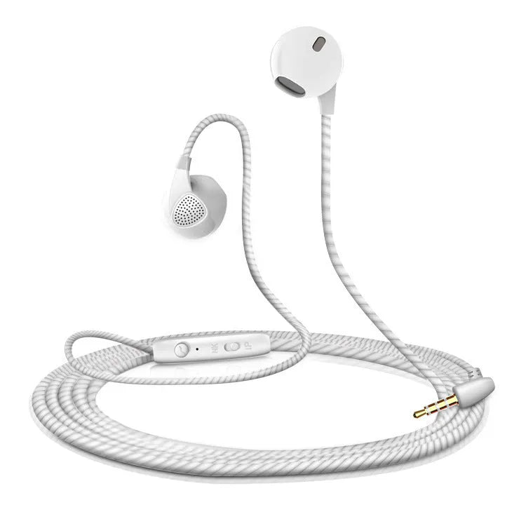 Wired in-ear headphones with microphone, black, L-shaped plug, 1.2m TPE cable
