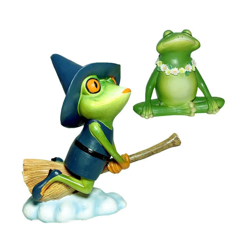 Magic Yoga Frog home ornament in RDW123 colour, European style micro landscape sculpture.