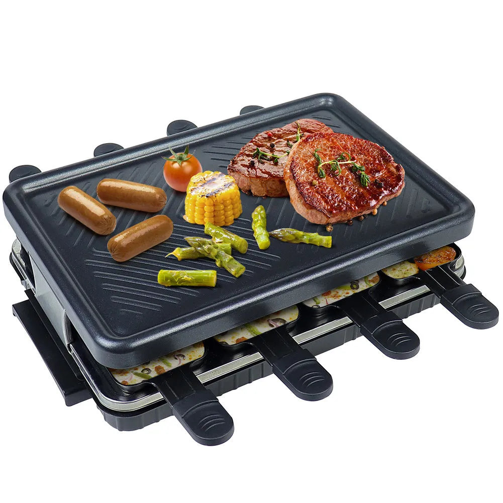 Black non-stick electric baking pan with split tray, 1300W, 415x260x125mm, indoor use