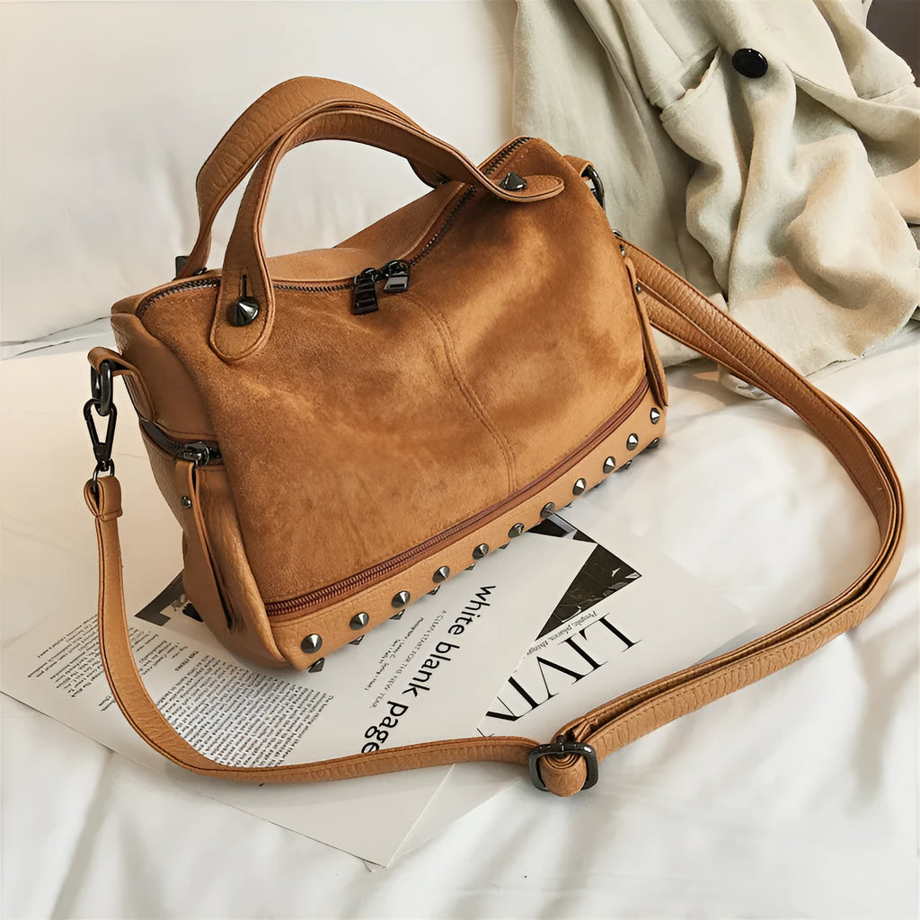 Large soft PU leather casual tote shoulder bag for women with zip closure