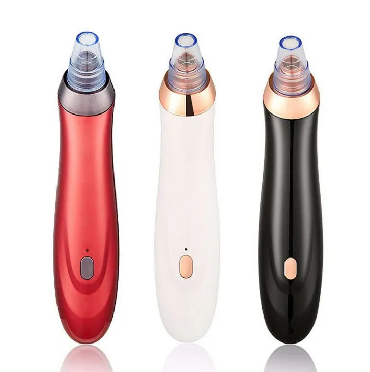 Electric blackhead remover pore cleaner device with multiple nozzle attachments
