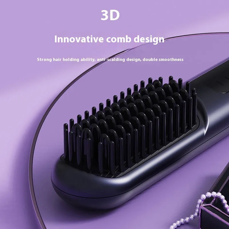 Portable negative ion hair comb for straight hair in white, blue, or grey.