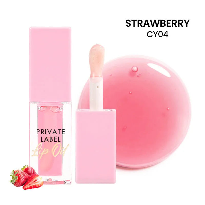 Women's transparent lip gloss set showing six 6ml tubes in fruity shades