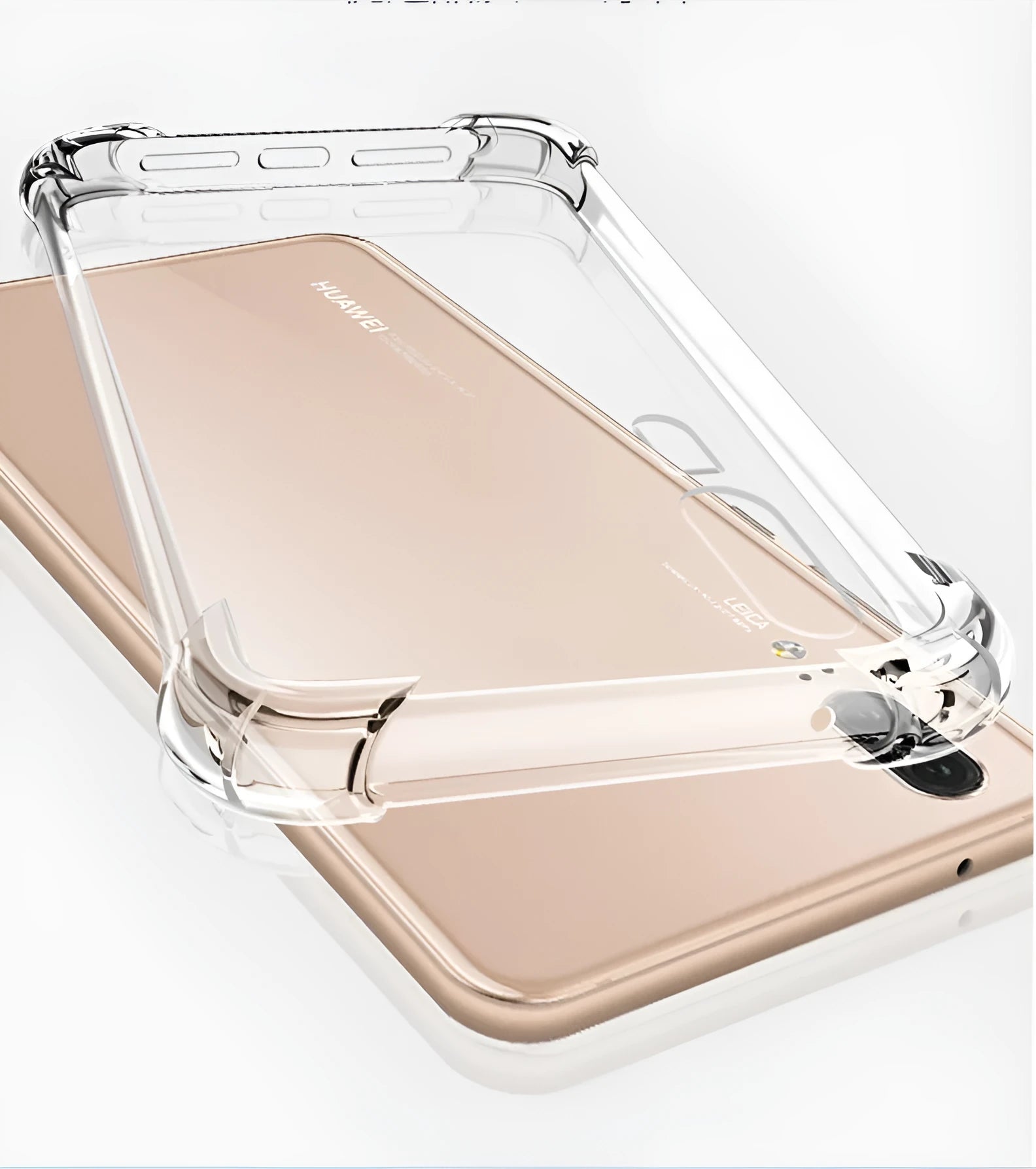 Transparent Huawei Honor phone case with clear TPU construction showing smartphone compatibility