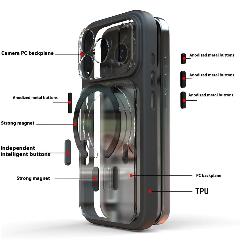 Two-in-one magnetic phone case for iPhone 17 Pro Max in black, dark blue or white colours