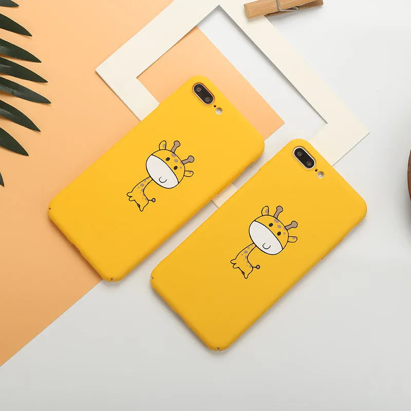 Yellow pattern phone case for iPhone models made from PC material