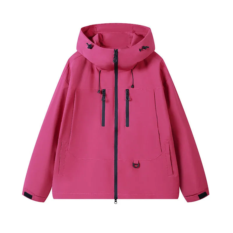 Dopamine three-proof outdoor couple's windbreaker in slim fit solid colour with zippered pocket, polyester lining, available in multiple colours