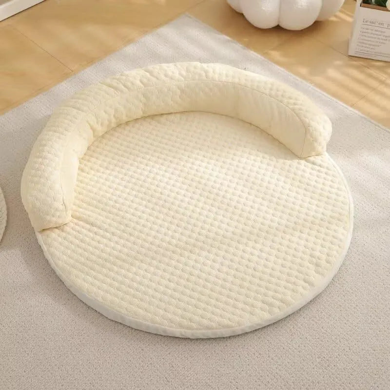 Cotton cooling dog bed mat in blue, available in sizes 50cm to 110cm