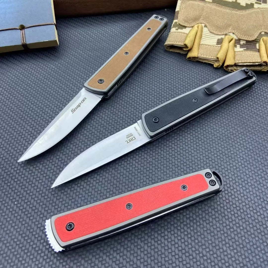 Folding fruit knife with stainless steel blade in black, coffee, or red colour options