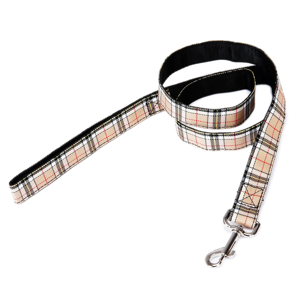 Black plaid stripe Christmas pet traction rope with adjustable handle, 120cm length for dog walking