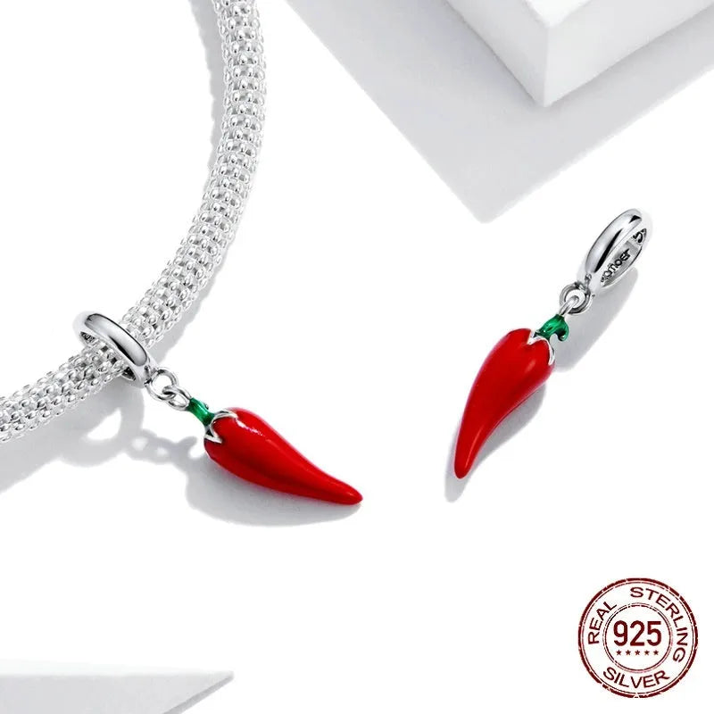 Korean pepper design sterling silver pendant with leaf detailing in BSC461 colour
