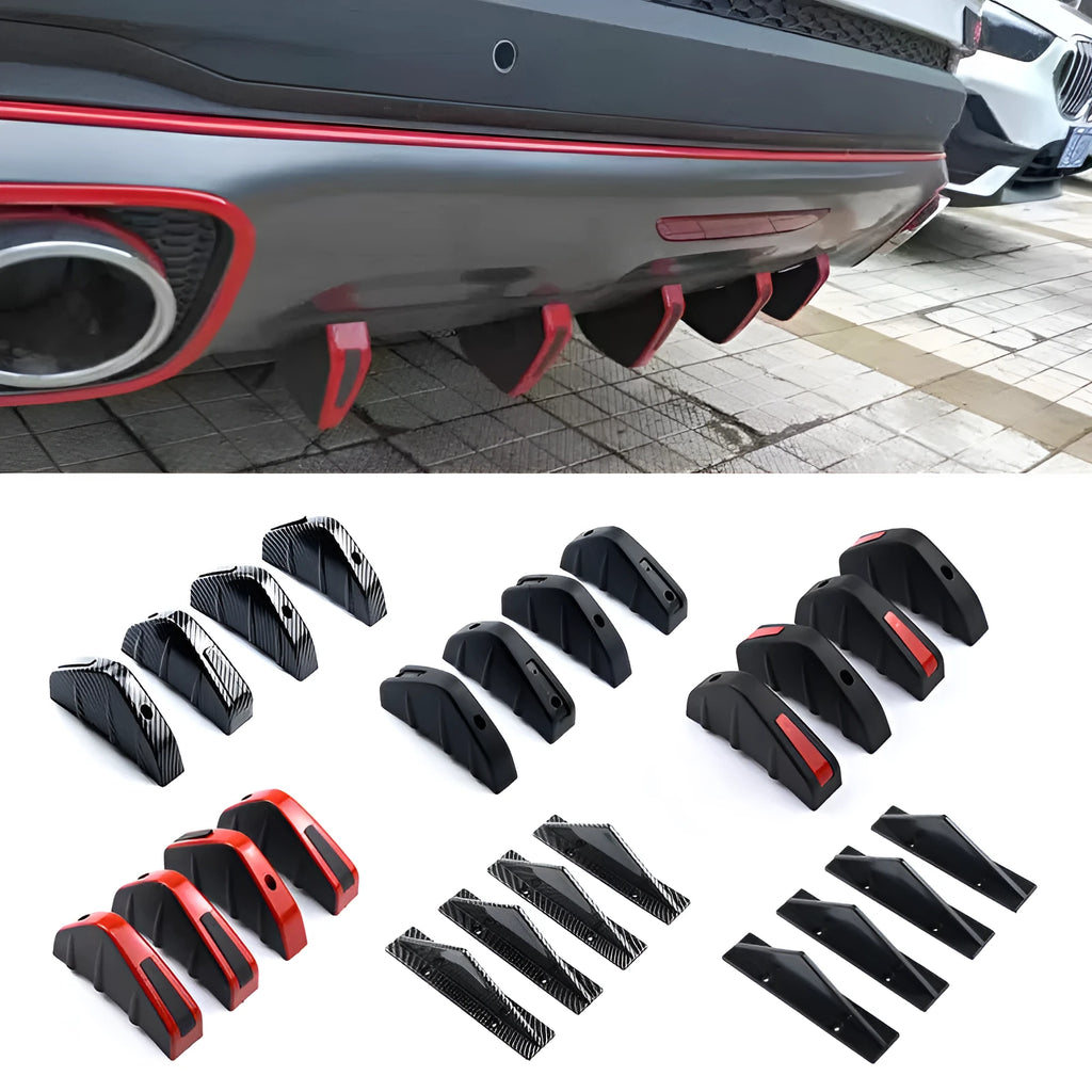 Black triangular automotive rear spoiler with carbon fibre pattern, 15cm length for general motors vehicles