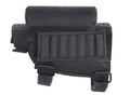 Adjustable buttstock cheek rest with non-slip padding pad and seven-round cartridge holder in army green