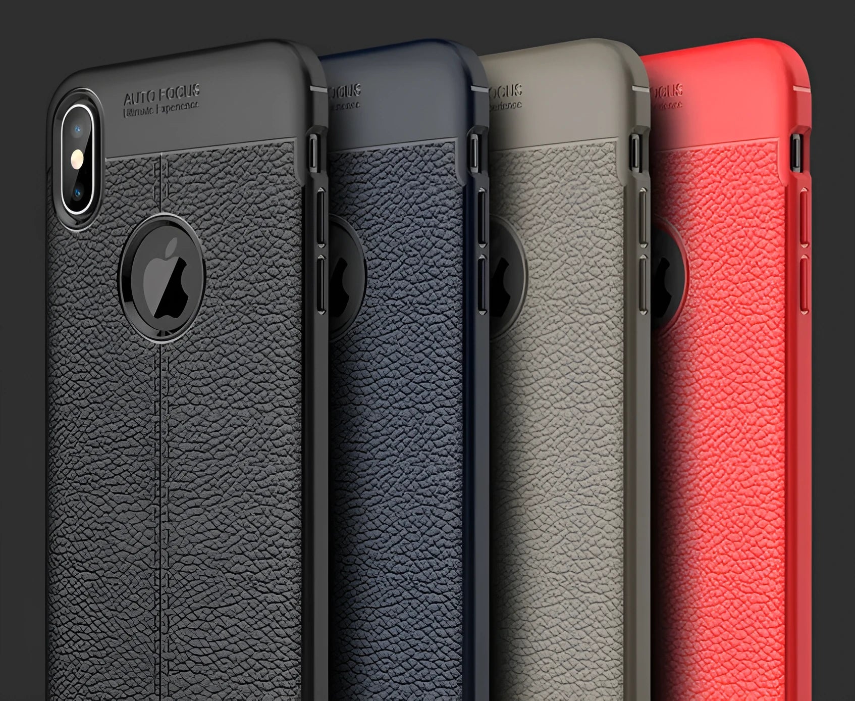 Black WeFor PU leather texture slim case fitted on a OnePlus 6 phone, showing the included screen protector.