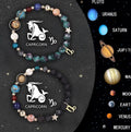 Two natural stone bead bracelets on an adjustable cord, representing zodiac signs.