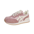 Women's white low-top lace-up sneakers with round toe on a flat plastic sole.