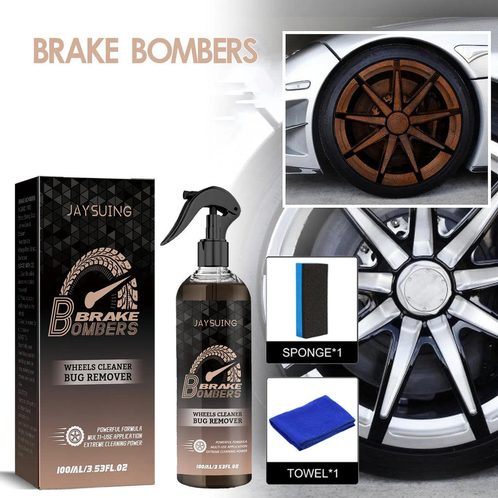 Brake disc cleaning kit with 100ml bottle, sponge, and cloth for rust removal