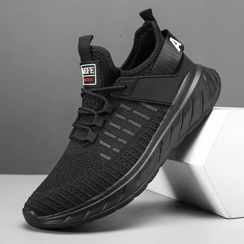 Men's breathable mesh casual sports shoes in Gray with round toe and ankle strap