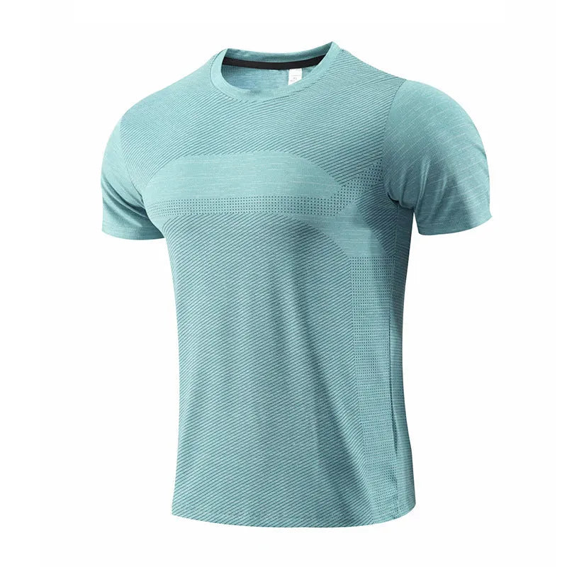 Red polyester spandex running t-shirt with short sleeves for sports