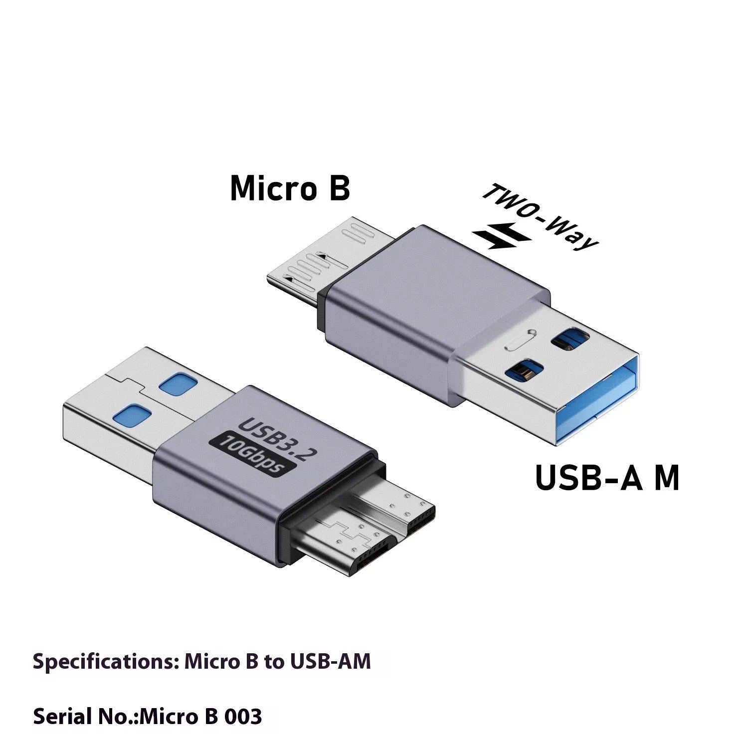 USB AM to Micro-B adapter with four interface options for data transfer from older devices