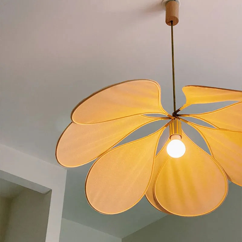 Bohemian style fabric hanging pendant lamp in a choice of colours and diameters