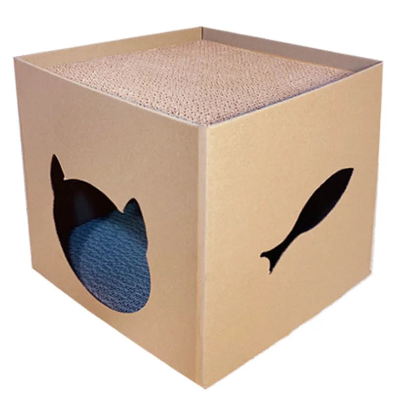Vertical corrugated paper cat scratch board measuring 30x30cm in pet milk carton colour