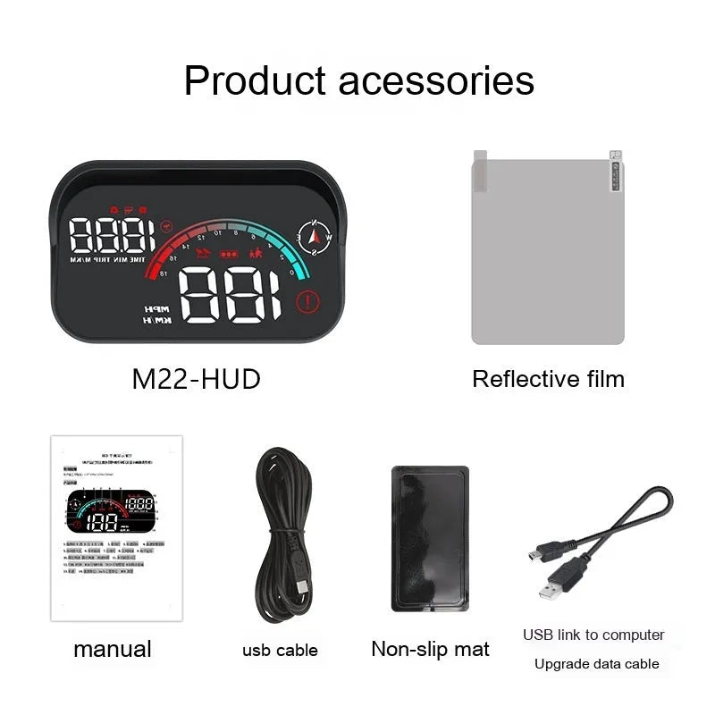 Black head-up display car GPS speed compass projector with USB cable for universal vehicle installation