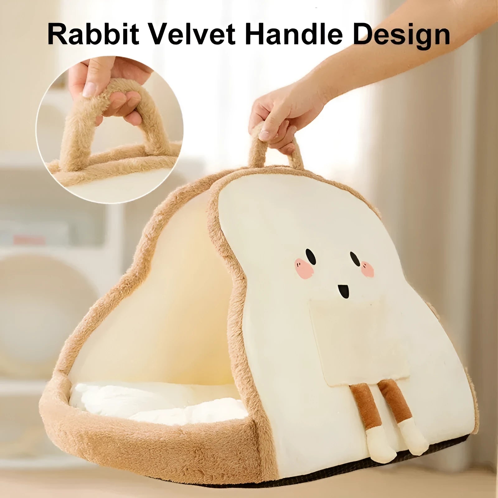 Green enclosed cat tent bed with removable blanket for winter sleeping