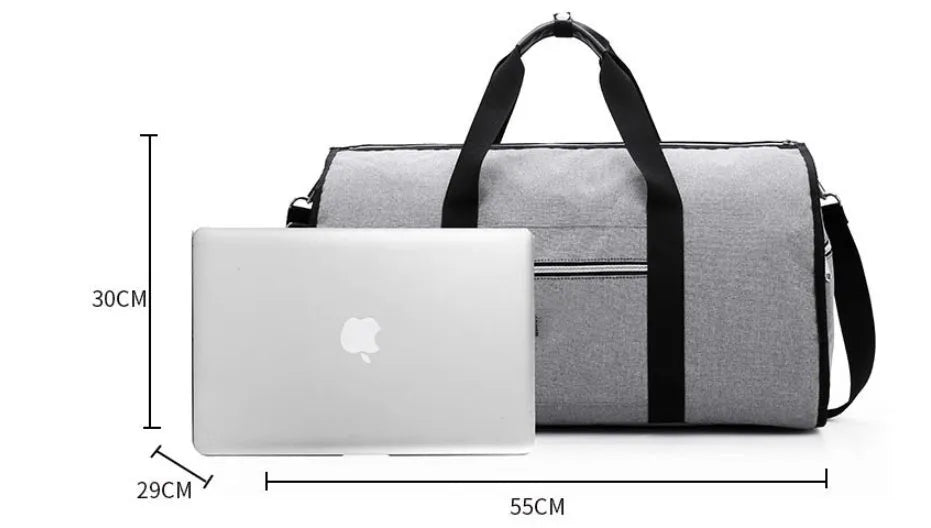 Medium cylindrical travel bag in Oxford cloth, shown in black, with a zipper opening.