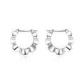 Pair of sterling silver geometric round earrings with electroplated retro style
