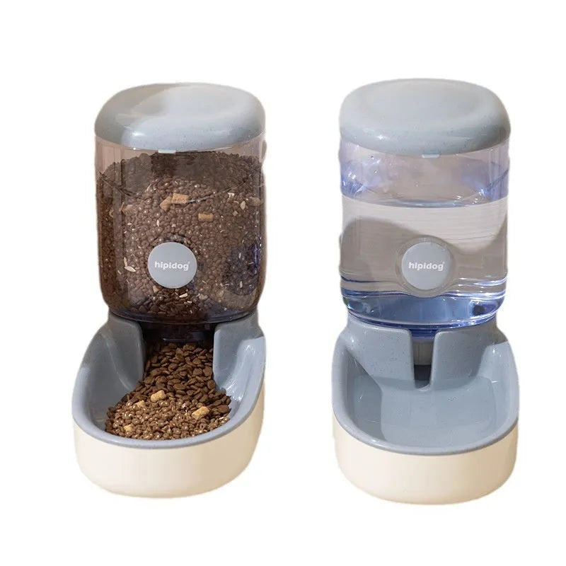 Automatic pet drinker and feeder with 3.8L capacity in blue, green, grey, or pink colour options