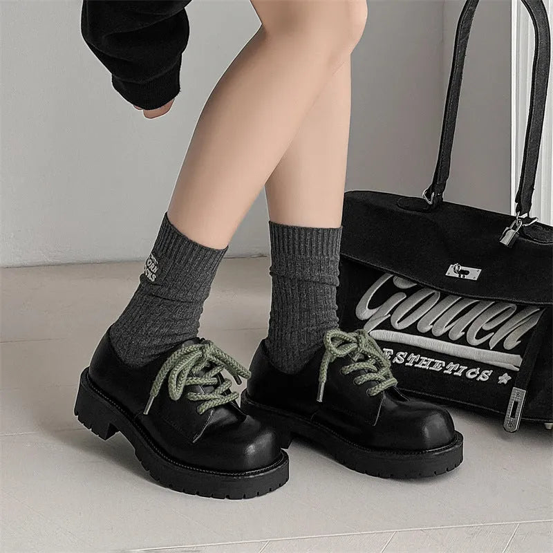 Big Head derby platform casual shoes in leather-look microfiber with a height-increasing rubber sole.