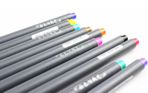 10-pack of black drawing pens with 0.38mm tips on white background