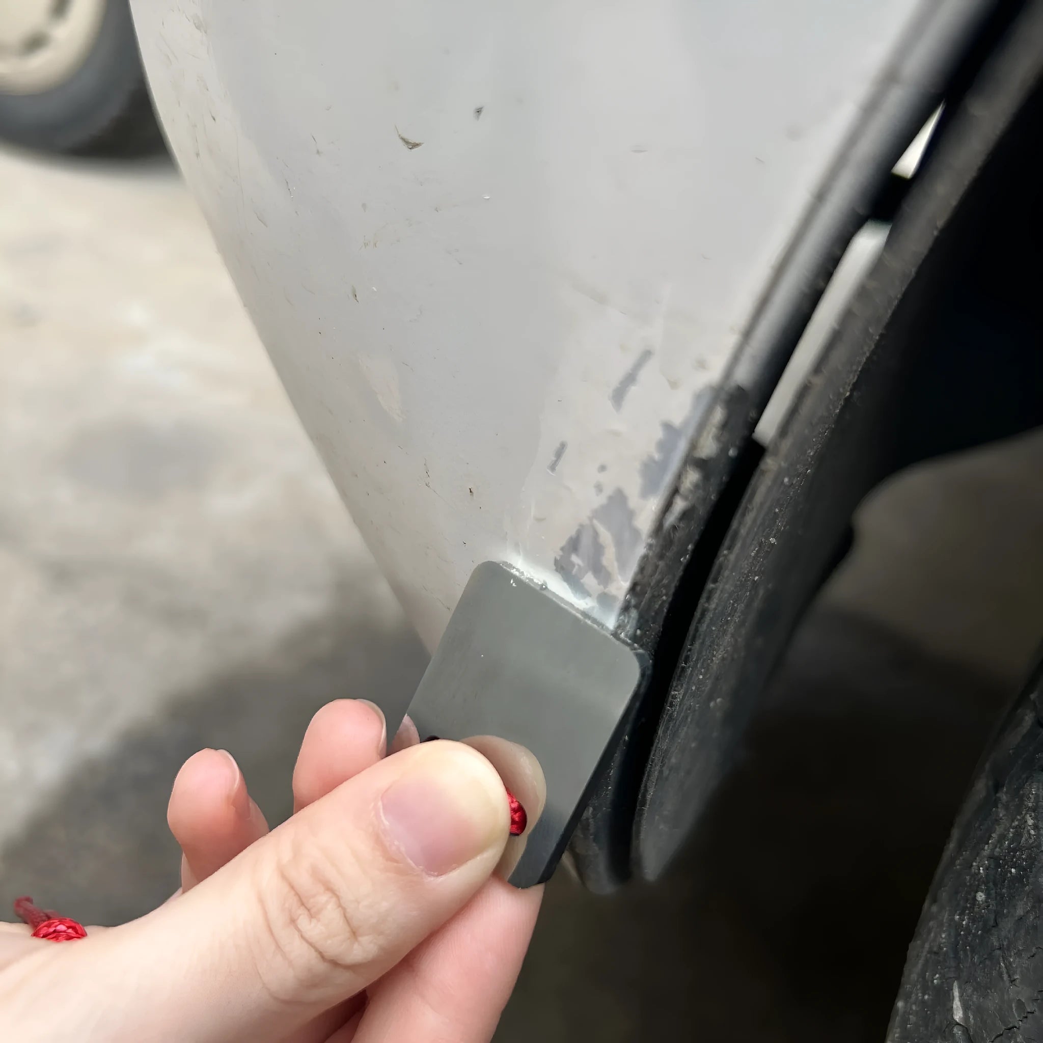 Silver metal car paint scraper for repairing small scratches and paint chips