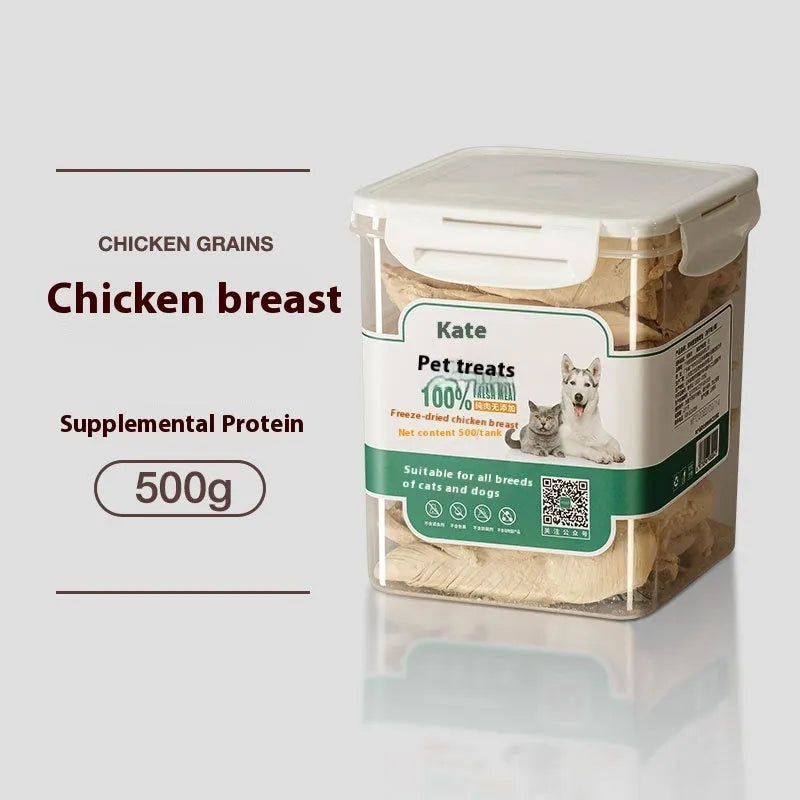 Freeze-dried chicken cat snacks 500g high-grade chicken nuggets without shreds in bagged or barrel packaging