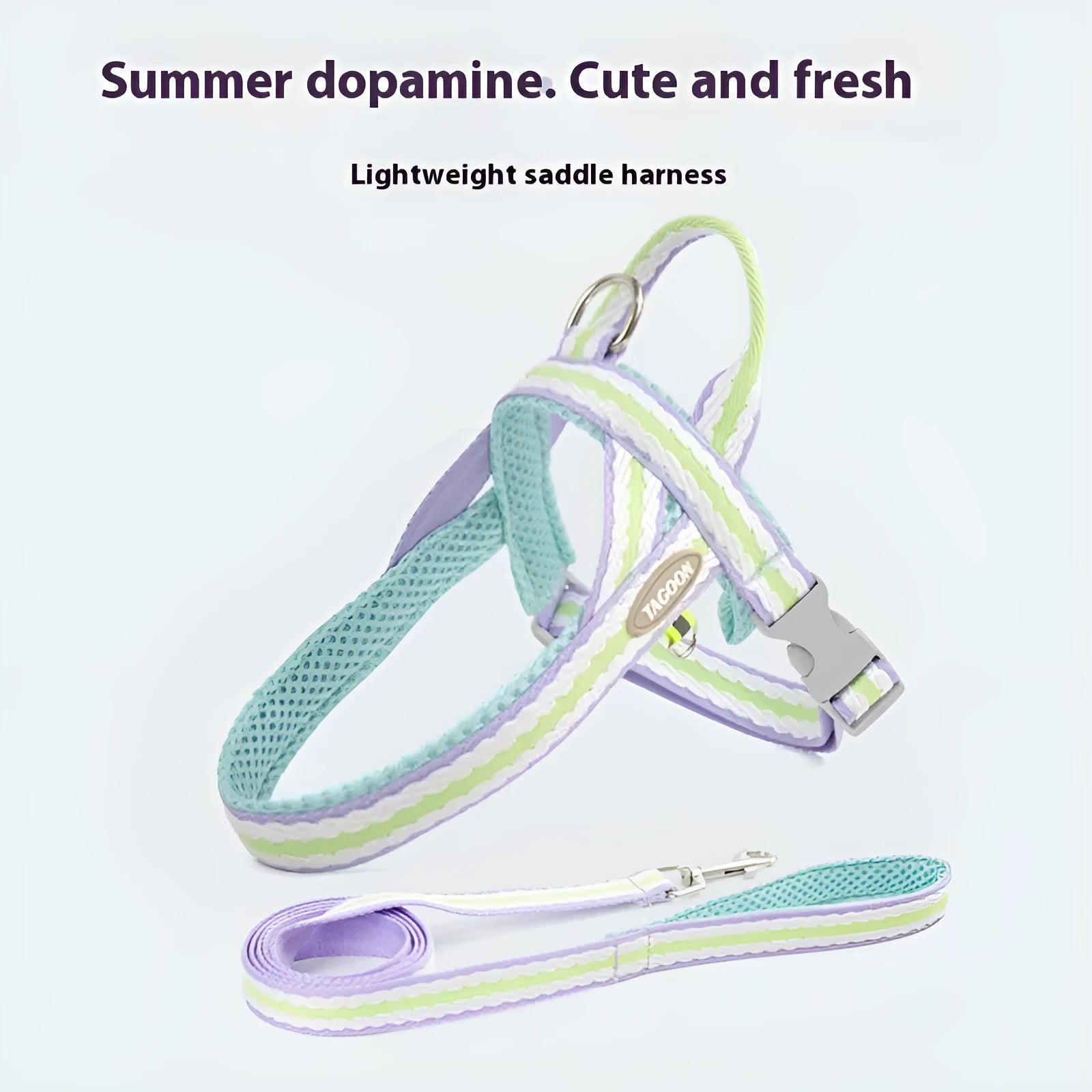 Lightweight polyester dog harness and rope lead set in multiple colours with Y-style design