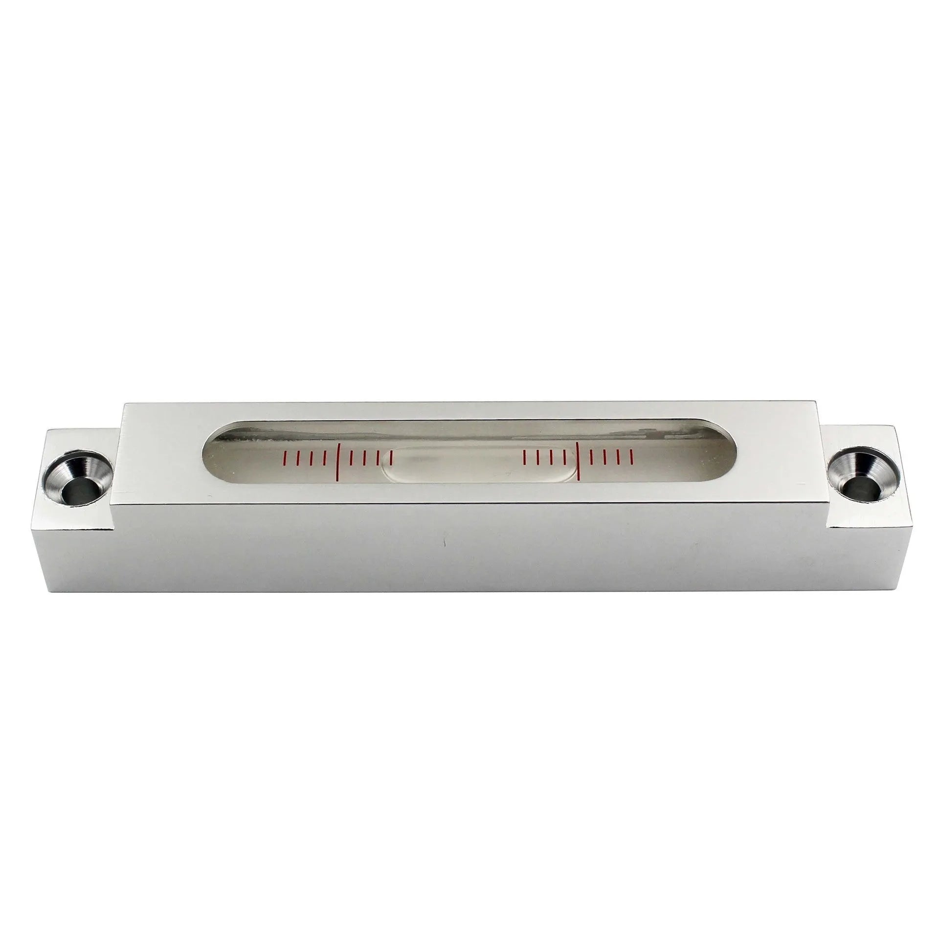 Aluminium mini spirit level with glass vials showing 500mm length and 132mm casing dimensions
