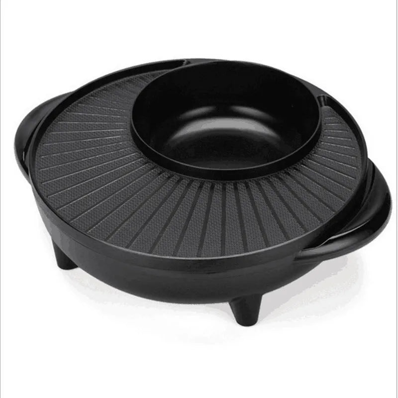 Black electric multifunction hot pot grill with 36cm aluminium alloy cooking surface and control panel