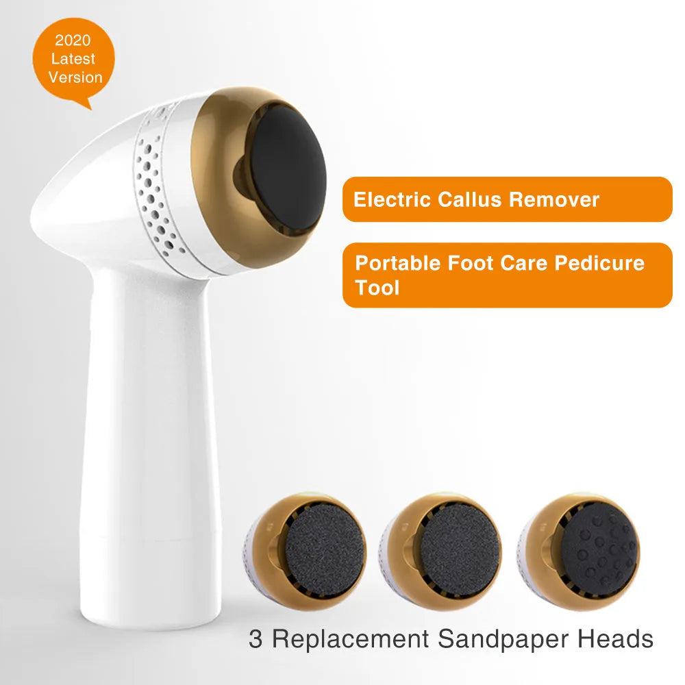 Electric vacuum foot grinder with refined quartz grinding head in metallic gold finish