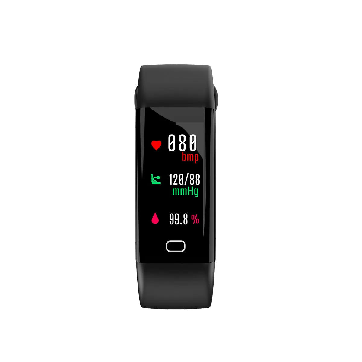 Big screen smart fitness band with IP68 waterproof rating on a wrist.
