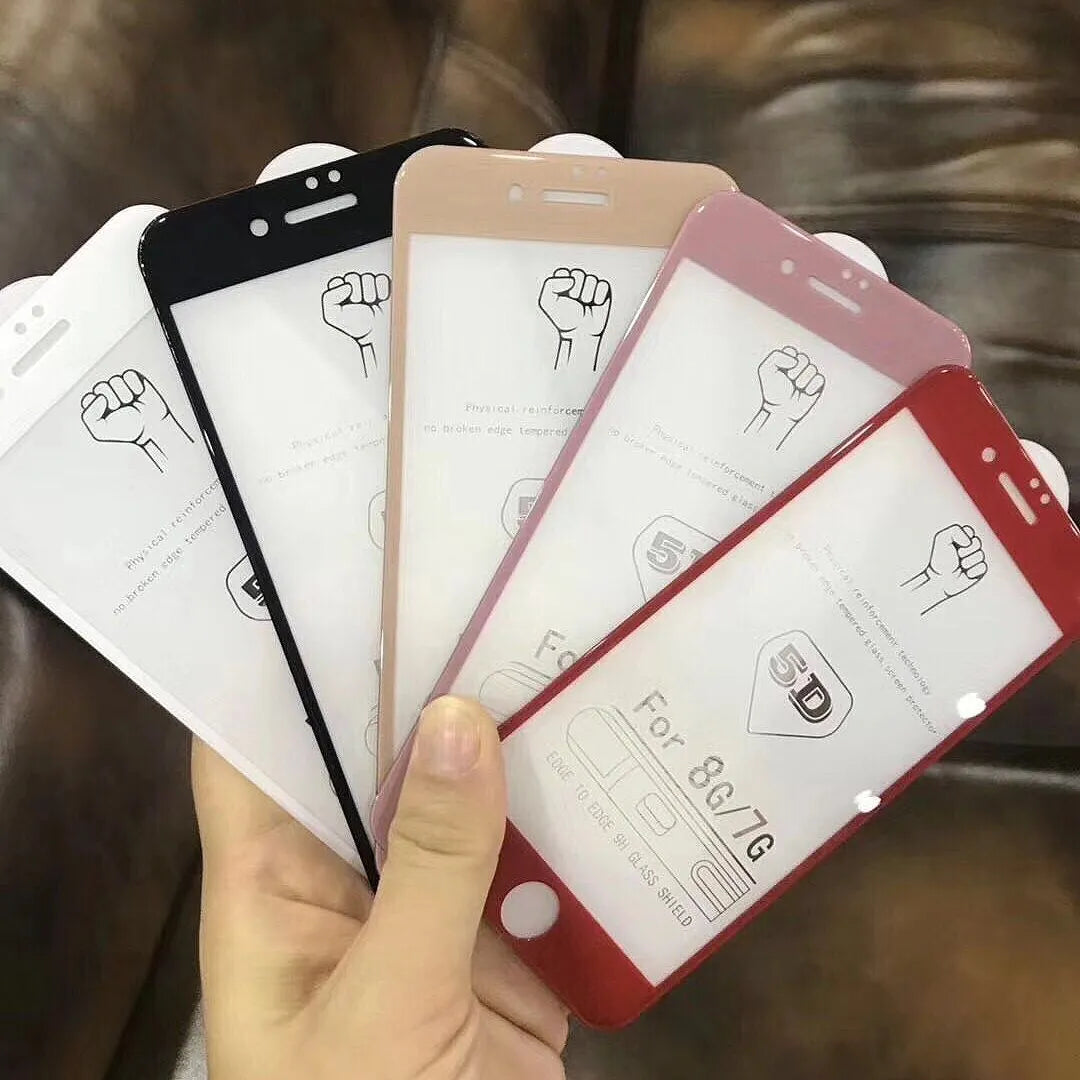 Red powder gold cold carved tempered glass full screen cover for iPhone models, HD anti-fingerprint front film