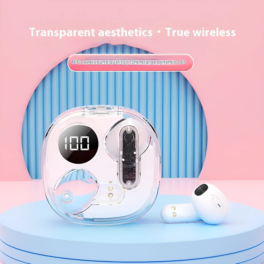 TWS Private Model Capsule HiFi noise-reduction Bluetooth earbuds, white, with digital battery display